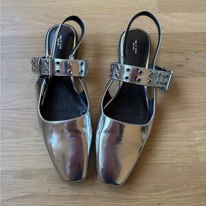 rag & bone Astra silver sling back flats